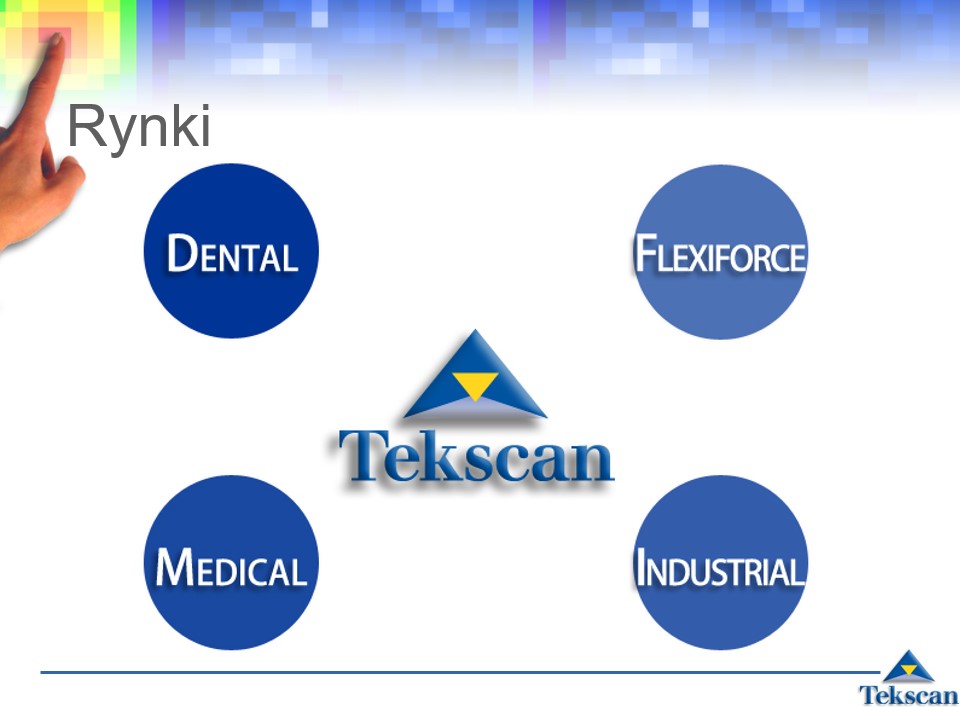 Grafika reklamowa z rynkami operacyjnymi firmy TEKSCAN